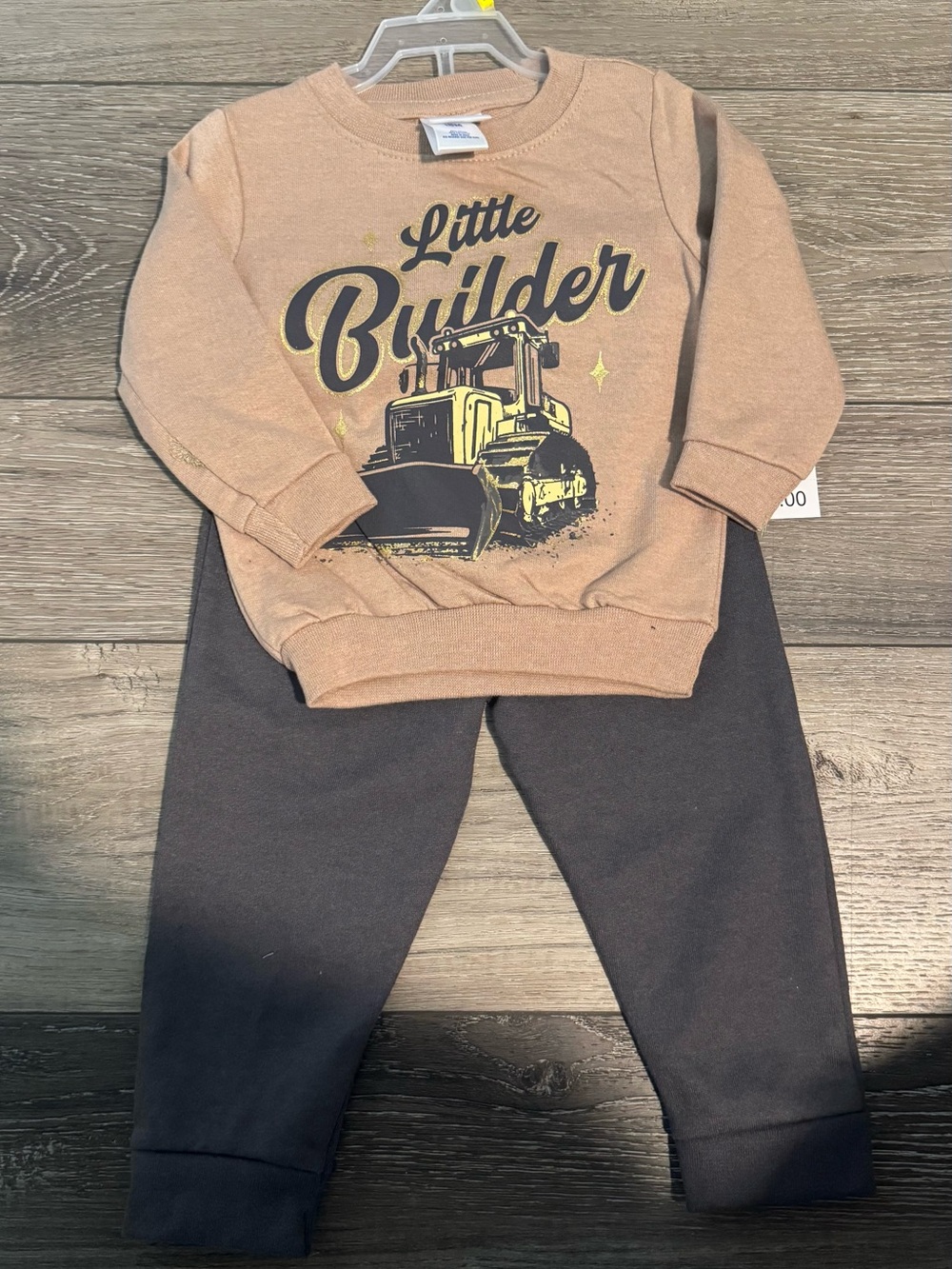 NWT Kidgets Little Builder Sweatshirt & Joggers - Tan and Dark Gray